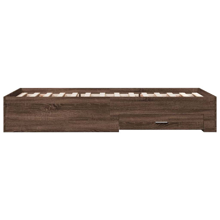 Cadru de pat cu sertare stejar maro 75x190 cm lemn prelucrat - WALTI WALTI