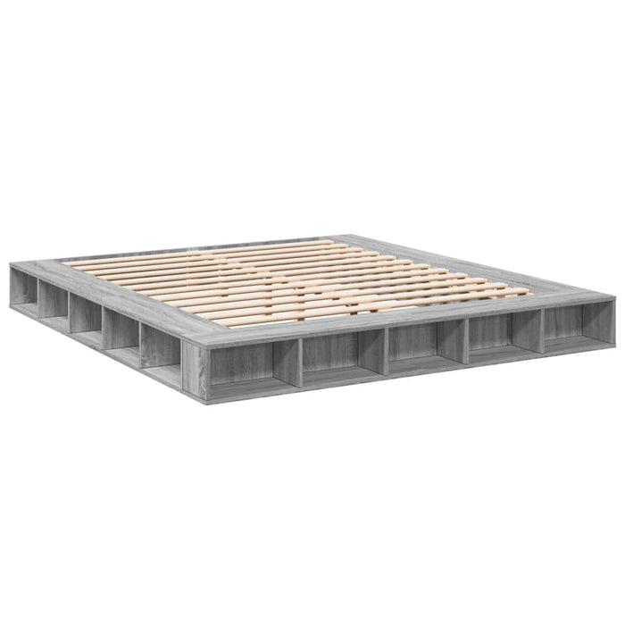 Cadru de pat, gri sonoma, 200x200 cm, lemn prelucrat WALTI