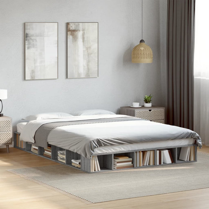 Cadru de pat, gri sonoma, 140x200 cm, lemn prelucrat WALTI