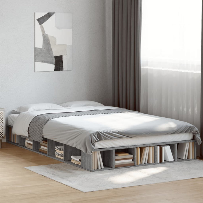 Cadru de pat, gri sonoma, 140x190 cm, lemn prelucrat - WALTI WALTI