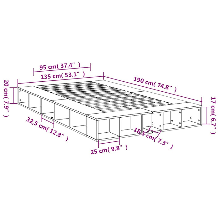 Cadru de pat, alb ,135x190 cm, lemn prelucrat - WALTI WALTI