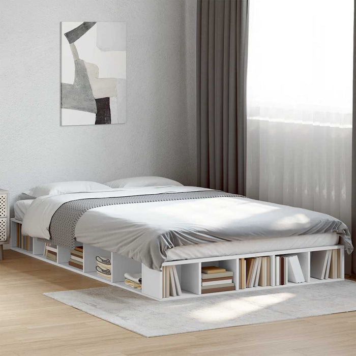 Cadru de pat, alb ,135x190 cm, lemn prelucrat - WALTI WALTI