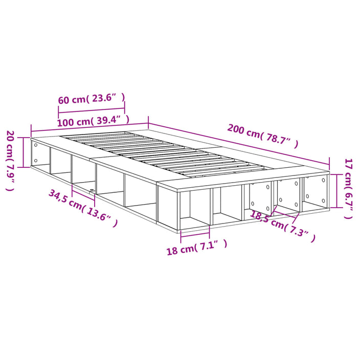 Cadru de pat, alb, 100x200 cm, lemn prelucrat WALTI