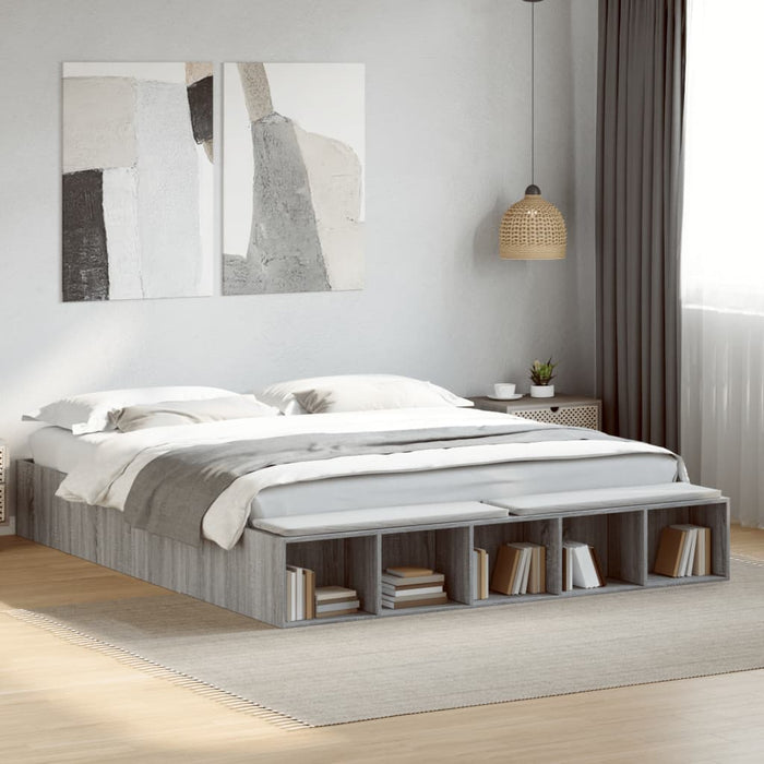 Cadru de pat, gri sonoma, 200x200 cm, lemn prelucrat - WALTI WALTI