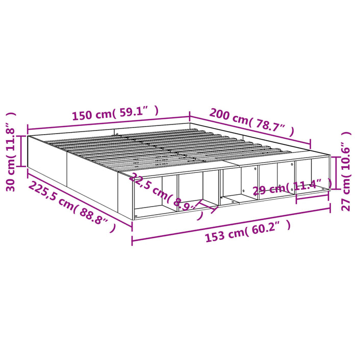 Cadru de pat, alb, 150x200 cm, lemn prelucrat - WALTI WALTI