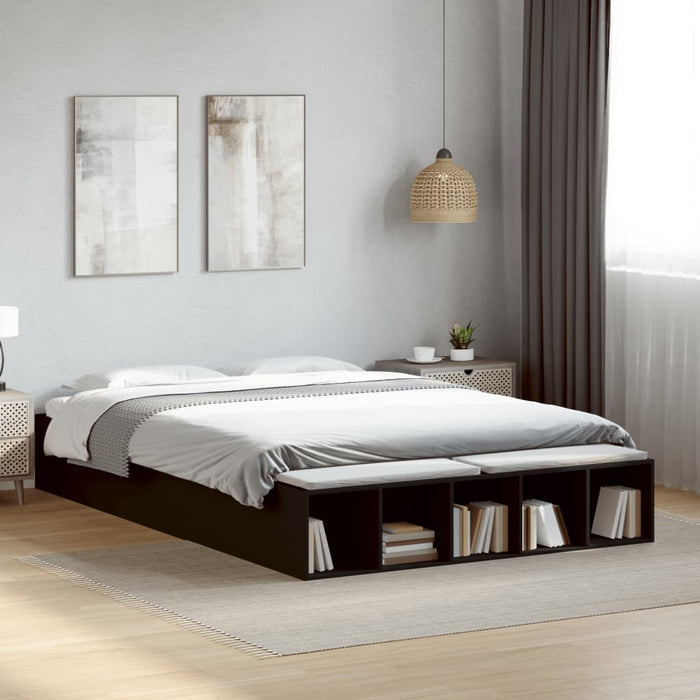 Cadru de pat, negru, 150x200 cm, lemn prelucrat - WALTI WALTI