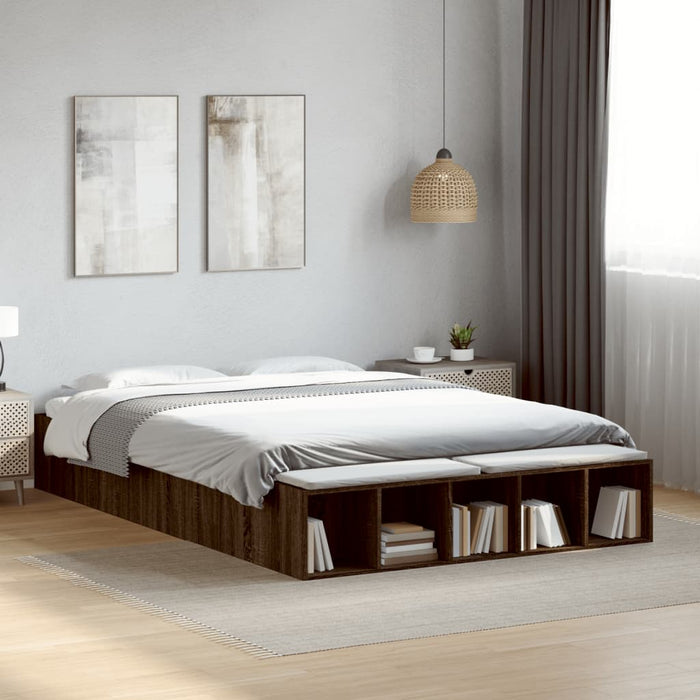 Cadru de pat, stejar maro, 140x200 cm, lemn prelucrat WALTI