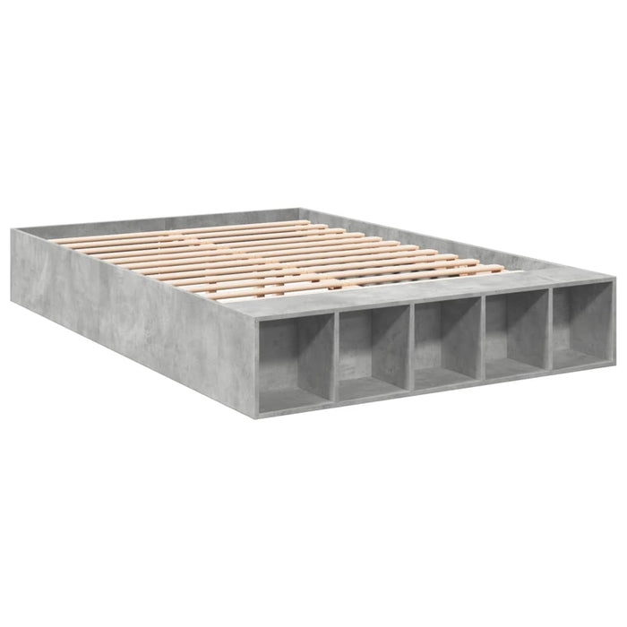 Cadru de pat, gri beton, 135x190 cm, lemn prelucrat - WALTI WALTI