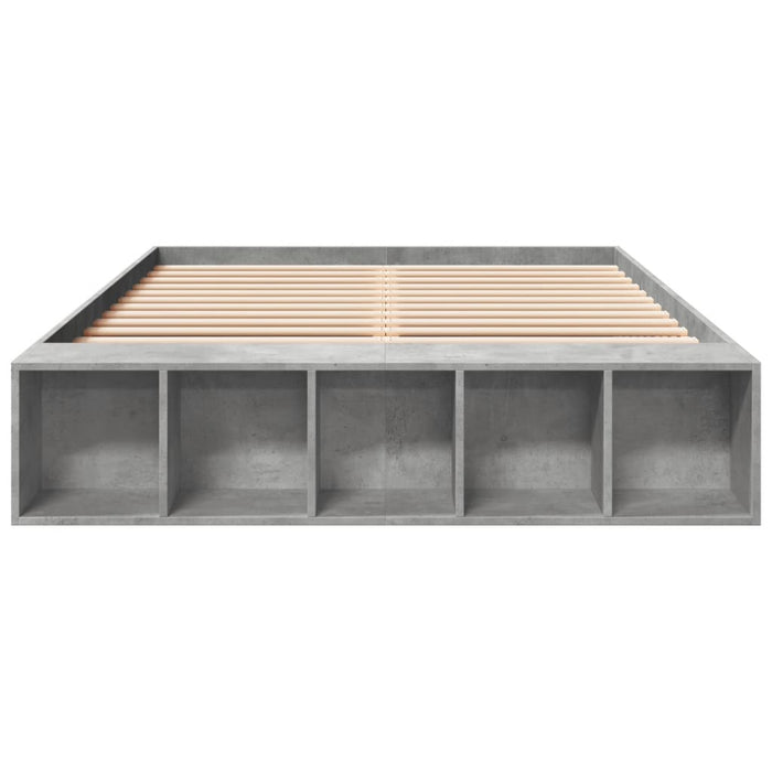 Cadru de pat, gri beton, 135x190 cm, lemn prelucrat - WALTI WALTI