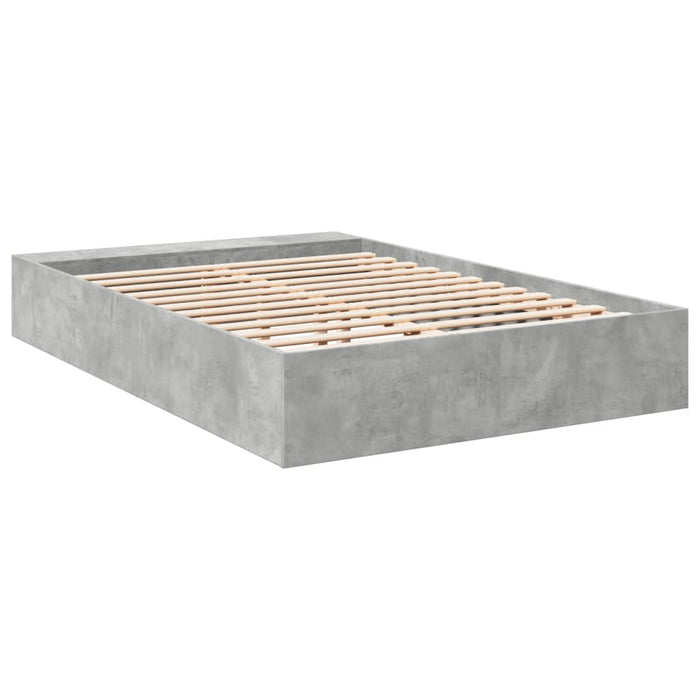 Cadru de pat, gri beton, 135x190 cm, lemn prelucrat - WALTI WALTI
