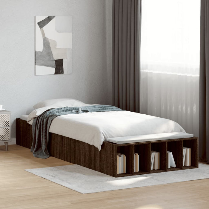 Cadru de pat, stejar maro, 90x200 cm, lemn prelucrat WALTI