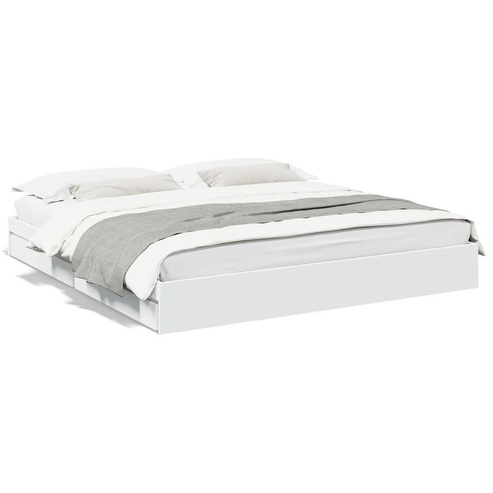 Cadru de pat cu sertare alb 200x200 cm lemn prelucrat WALTI