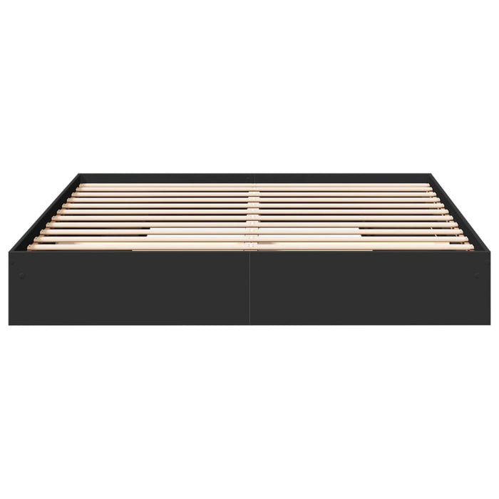 Cadru de pat cu sertare negru 200x200 cm lemn prelucrat WALTI