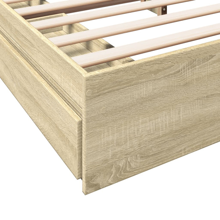 Cadru de pat cu sertare stejar sonoma 200x200 cm lemn prelucrat - WALTI WALTI
