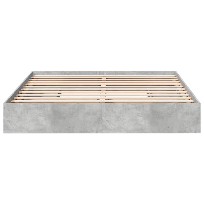 Cadru de pat cu sertare gri beton 200x200 cm lemn prelucrat - WALTI WALTI
