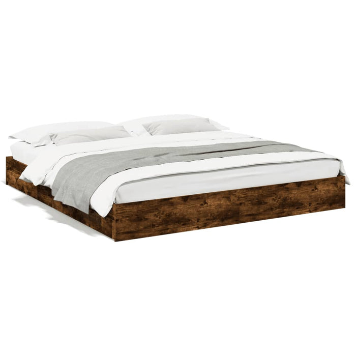 Cadru de pat cu sertare stejar fumuriu 200x200cm lemn prelucrat WALTI