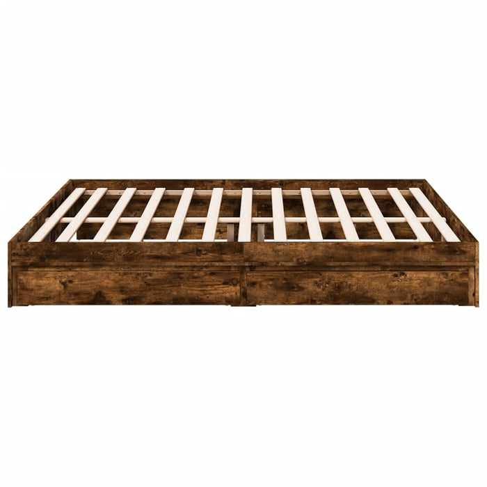 Cadru de pat cu sertare stejar fumuriu 200x200cm lemn prelucrat WALTI