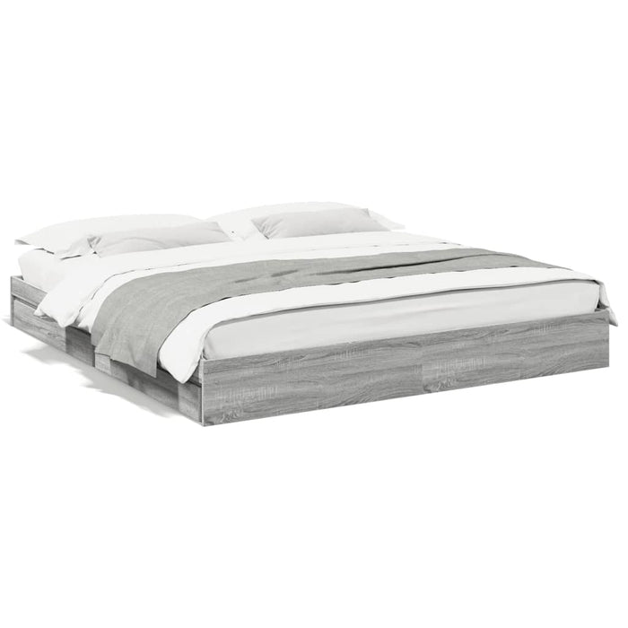 Cadru de pat cu sertare gri sonoma 200x200 cm lemn prelucrat - WALTI WALTI