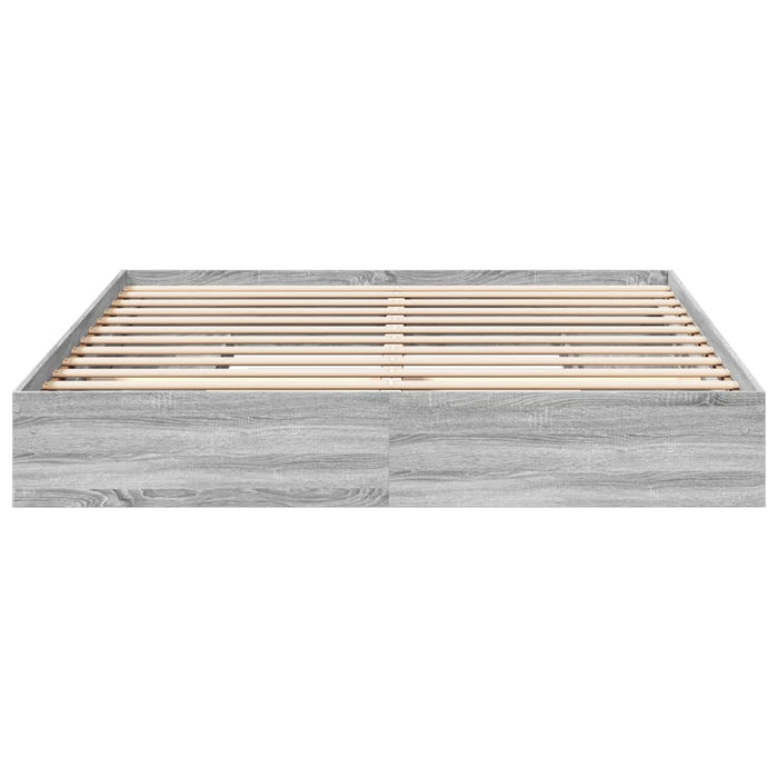 Cadru de pat cu sertare gri sonoma 200x200 cm lemn prelucrat - WALTI WALTI