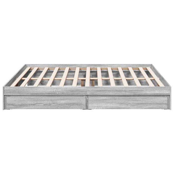 Cadru de pat cu sertare gri sonoma 200x200 cm lemn prelucrat - WALTI WALTI