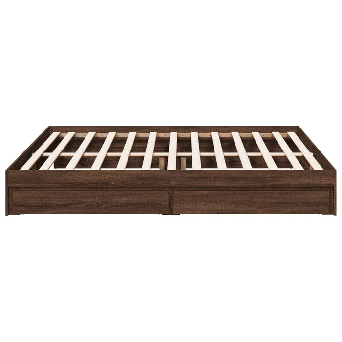 Cadru de pat cu sertare stejar maro 200x200 cm lemn prelucrat WALTI