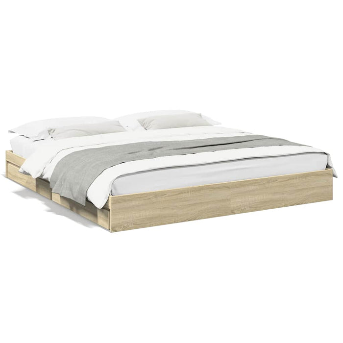 Cadru de pat cu sertare stejar sonoma 180x200 cm lemn prelucrat WALTI