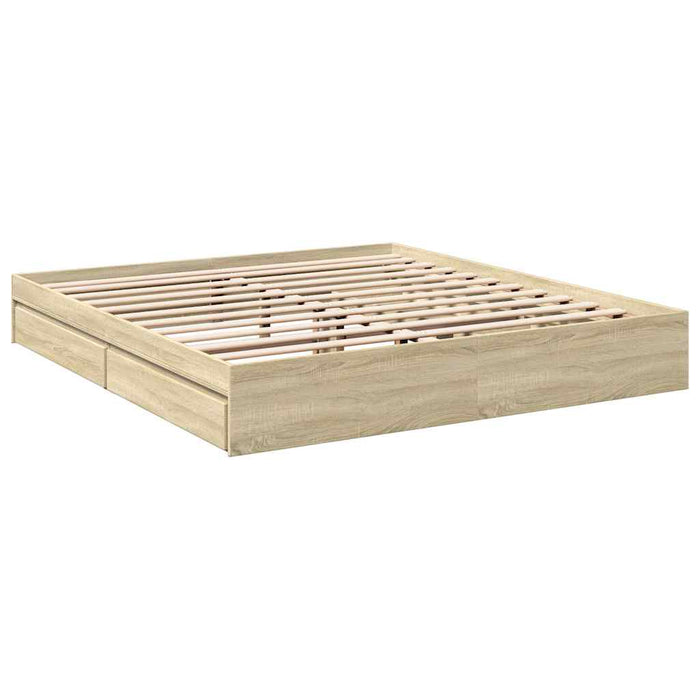 Cadru de pat cu sertare stejar sonoma 180x200 cm lemn prelucrat WALTI