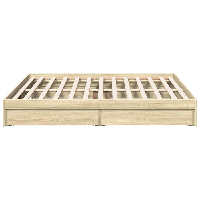 Cadru de pat cu sertare stejar sonoma 180x200 cm lemn prelucrat WALTI