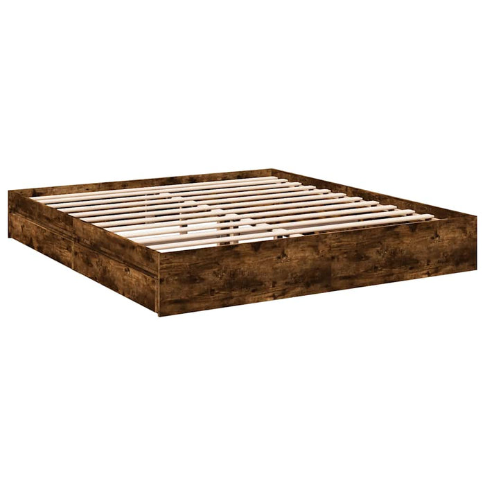 Cadru de pat cu sertare stejar fumuriu 180x200cm lemn prelucrat WALTI