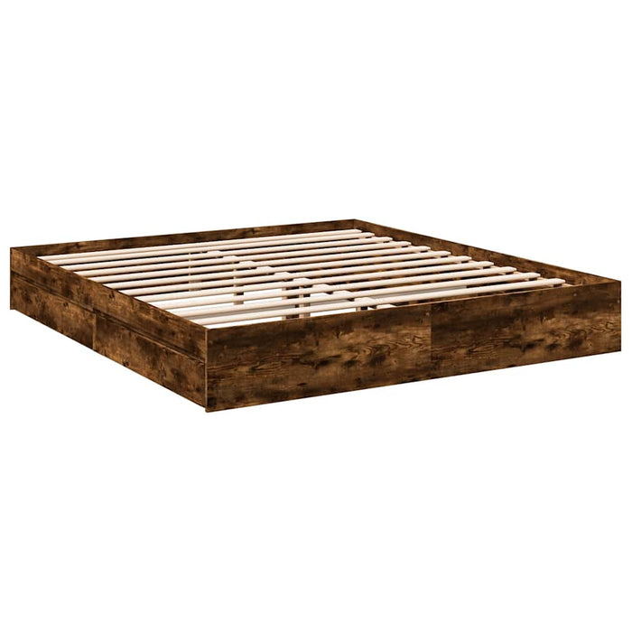 Cadru de pat cu sertare stejar fumuriu 180x200cm lemn prelucrat WALTI