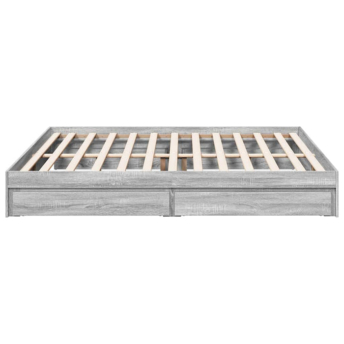 Cadru de pat cu sertare gri sonoma 180x200 cm lemn prelucrat - WALTI WALTI