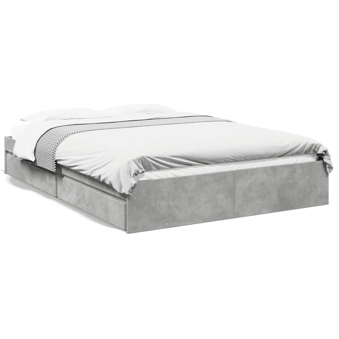 Cadru de pat cu sertare, gri beton, 160x200 cm, lemn prelucrat WALTI