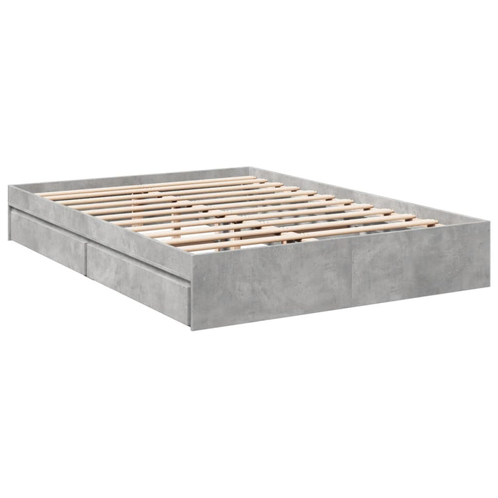 Cadru de pat cu sertare, gri beton, 160x200 cm, lemn prelucrat WALTI