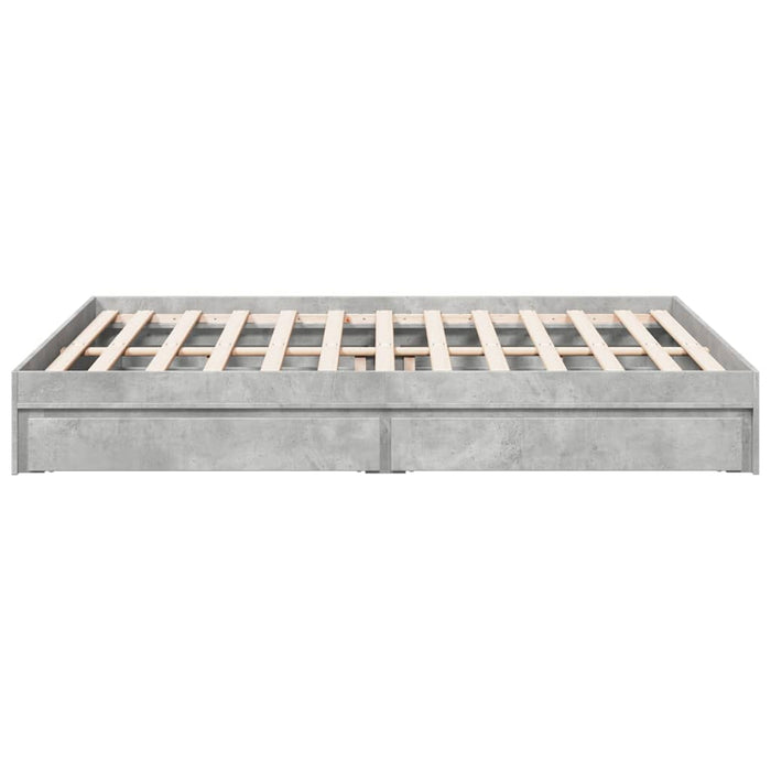 Cadru de pat cu sertare, gri beton, 160x200 cm, lemn prelucrat WALTI