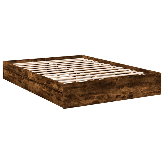 Cadru de pat cu sertare stejar fumuriu 160x200cm lemn prelucrat WALTI