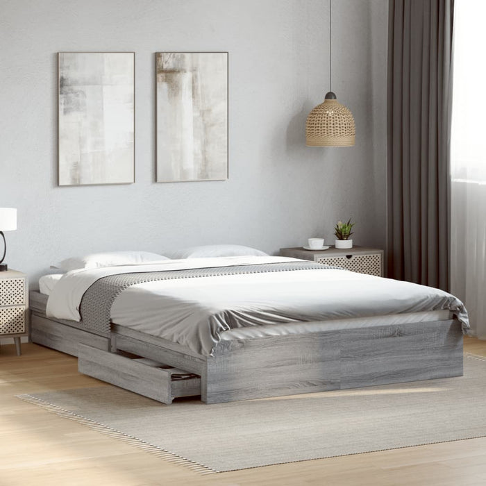 Cadru de pat cu sertare, gri sonoma, 160x200 cm lemn prelucrat - WALTI WALTI
