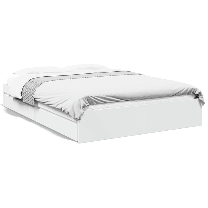Cadru pat cu sertare alb extralucios 150x200 cm, lemn prelucrat - WALTI WALTI