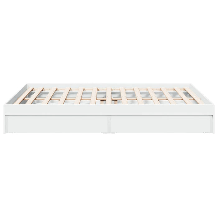 Cadru pat cu sertare alb extralucios 150x200 cm, lemn prelucrat - WALTI WALTI