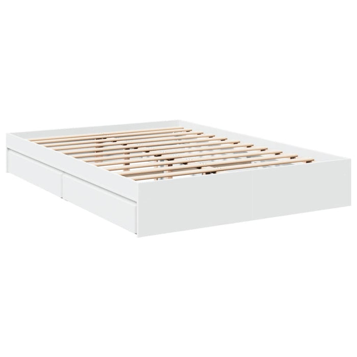 Cadru pat cu sertare alb extralucios 150x200 cm, lemn prelucrat - WALTI WALTI