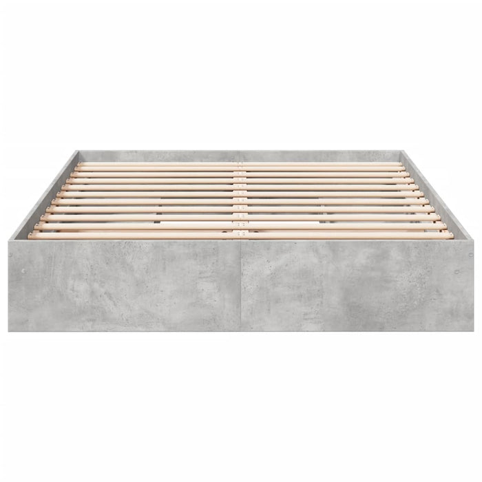 Cadru de pat cu sertare, gri beton, 150x200 cm, lemn prelucrat - WALTI WALTI