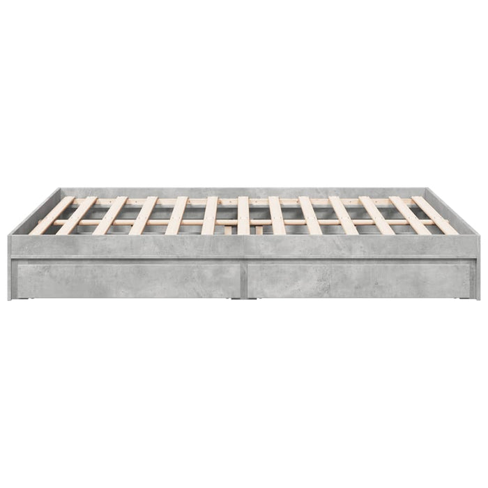 Cadru de pat cu sertare, gri beton, 150x200 cm, lemn prelucrat - WALTI WALTI