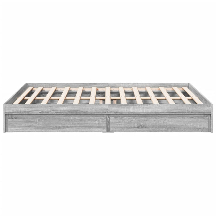 Cadru de pat cu sertare gri sonoma 150x200 cm lemn prelucrat - WALTI WALTI