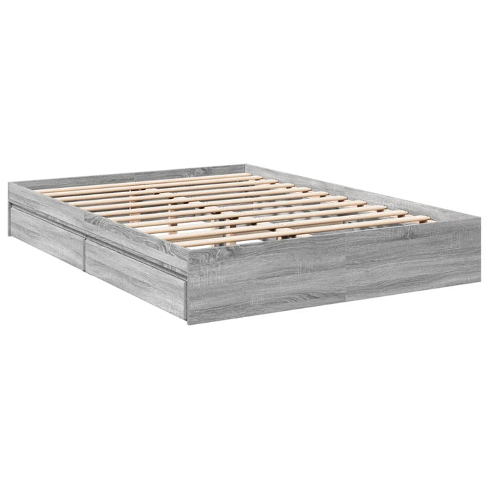 Cadru de pat cu sertare gri sonoma 150x200 cm lemn prelucrat - WALTI WALTI