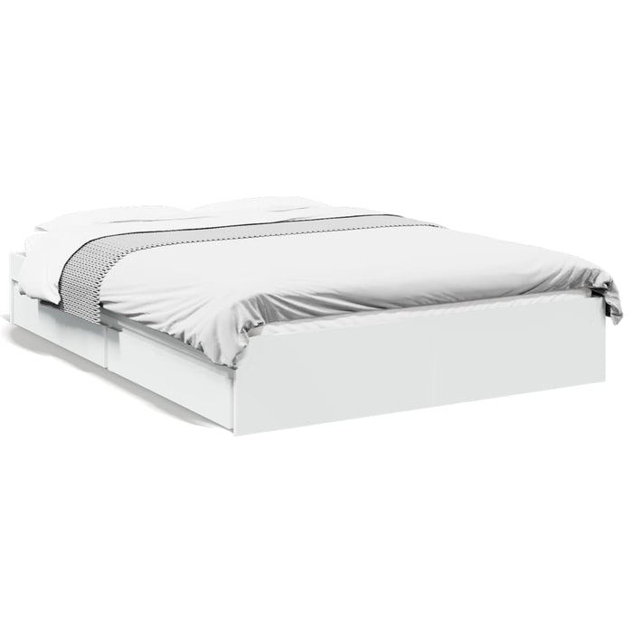 Cadru pat cu sertare alb extralucios 140x200 cm, lemn prelucrat WALTI