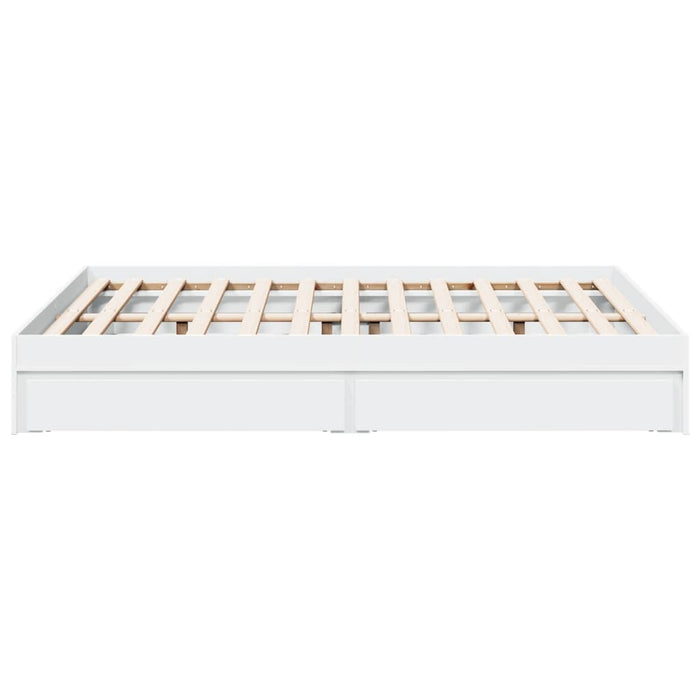Cadru pat cu sertare alb extralucios 140x200 cm, lemn prelucrat WALTI