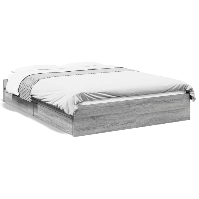 Cadru de pat cu sertare gri sonoma 140x200 cm lemn prelucrat - WALTI WALTI