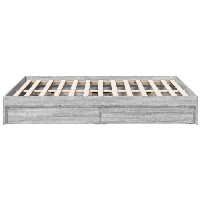 Cadru de pat cu sertare gri sonoma 140x200 cm lemn prelucrat - WALTI WALTI