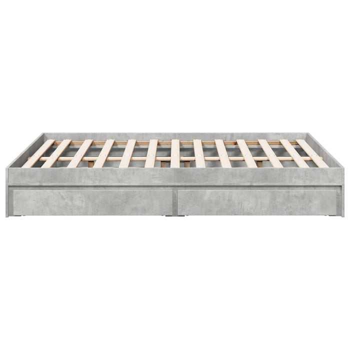Cadru de pat cu sertare, gri beton, 120x200 cm, lemn prelucrat - WALTI WALTI