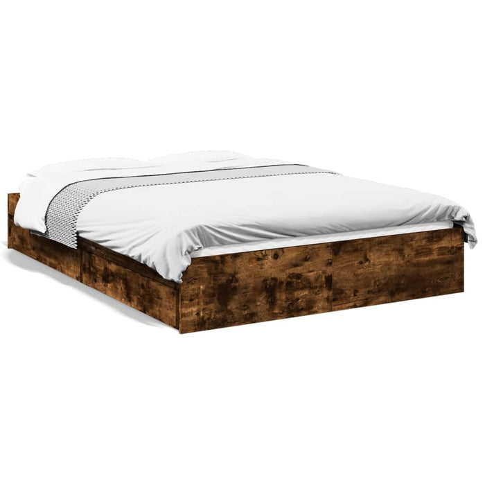 Cadru pat cu sertare stejar fumuriu 120x200 cm lemn prelucrat - WALTI WALTI