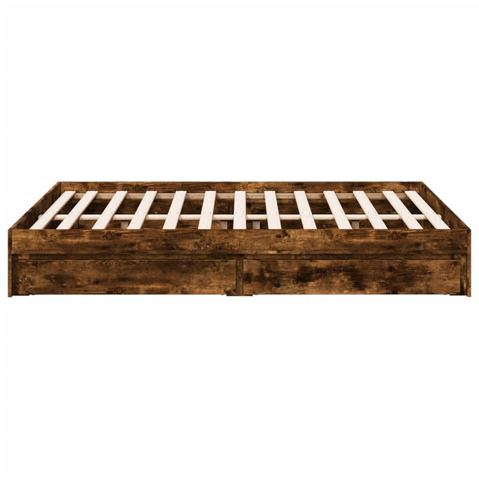 Cadru pat cu sertare stejar fumuriu 120x200 cm lemn prelucrat - WALTI WALTI